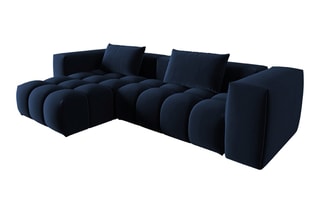 Canapé d'angle gauche modulaire Lorella - Bleu roi