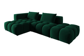 Canapé d'angle gauche modulaire Lorella - Vert bouteille