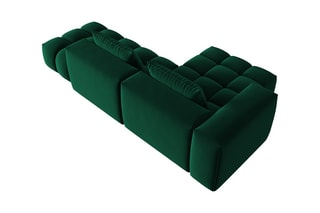 Canapé d'angle gauche modulaire Lorella - Vert bouteille