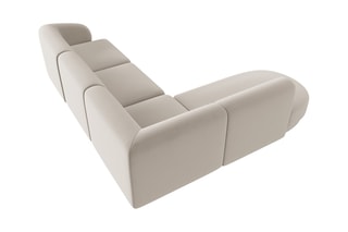 Canapé d'angle gauche modulaire Lionel - Beige - 5 places - Toucher velours