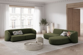 Canapé modulaire Lionel - Kaki - 2 places - Toucher tissu chenille