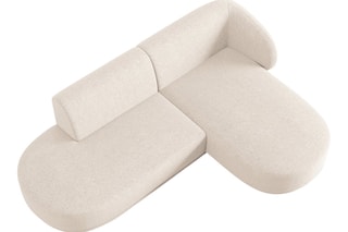 Canapé d'angle droit ouvert modulaire Lionel - Beige clair - 4 places - Toucher tissu chenille