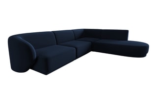 Canapé d’angle droit Lionel - Bleu roi - 5 places - En tissu velours