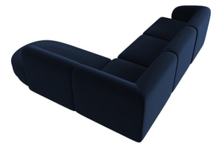Canapé d’angle droit Lionel - Bleu roi - 5 places - En tissu velours