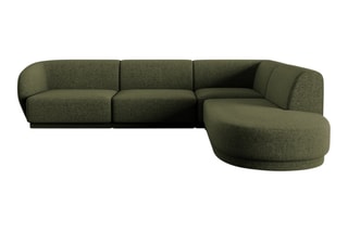 Canapé d’angle droit Lionel - Vert chiné - 5 places - En tissu chenille