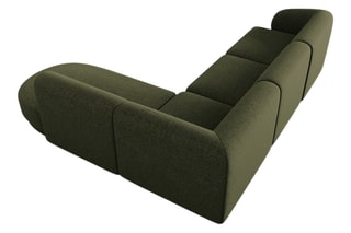 Canapé d’angle droit Lionel - Vert chiné - 5 places - En tissu chenille