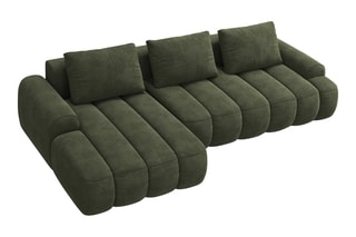 Canapé d'angle gauche convertible Simona - Vert - 3 places - Toucher velours