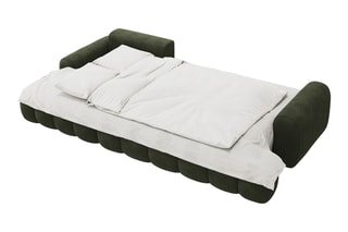 Canapé d'angle gauche convertible Simona - Vert - 3 places - Toucher velours