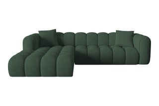 Canapé d’angle gauche modulaire Elise - Vert - 4 places - En tissu chenille