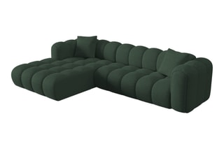 Canapé d’angle gauche modulaire Elise - Vert - 4 places - En tissu chenille