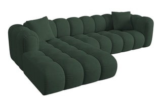 Canapé d’angle gauche modulaire Elise - Vert - 4 places - En tissu chenille