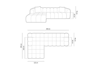 Canapé d’angle gauche modulaire Elise - Vert - 4 places - En tissu chenille