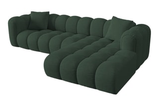 Canapé d’angle droit modulaire Elise - Vert - 4 places - En tissu chenille