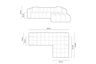 Canapé d’angle droit modulaire Elise - Vert - 4 places - En tissu chenille
