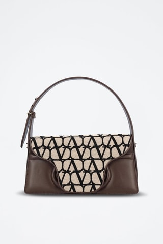 Sac porté épaule en cuir Le Grand Deuxieme - Noir et beige - Valentino