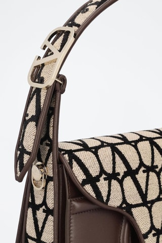 Sac porté épaule en cuir Le Grand Deuxieme - Noir et beige - Valentino