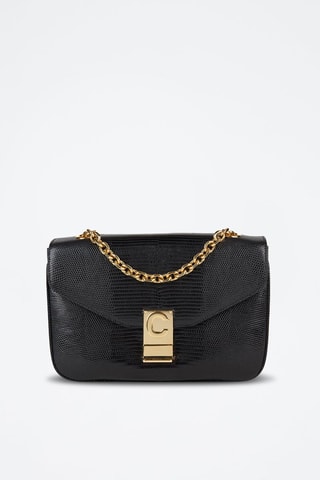 Sac bandoulière en cuir Medium C - Noir - Céline