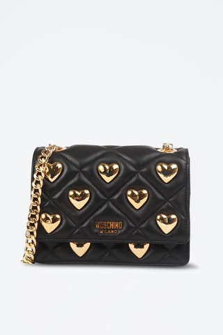 Sac bandoulière en cuir de mouton - Noir - Moschino