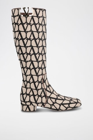 Bottes en cuir Garavani - Noir et beige - Valentino