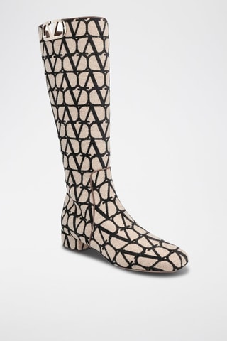 Bottes en cuir Garavani - Noir et beige - Valentino