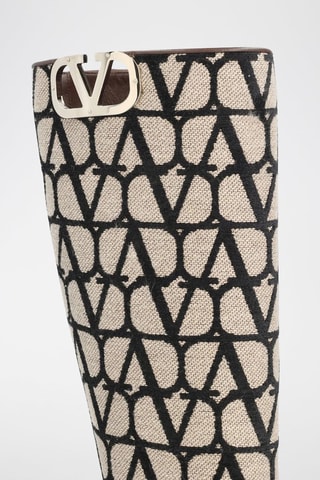 Bottes en cuir Garavani - Noir et beige - Valentino