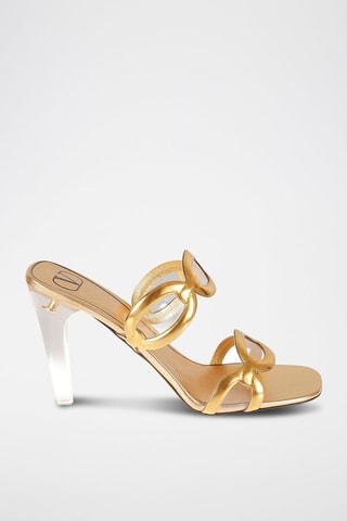 Mules à talons en cuir - Doré - Valentino