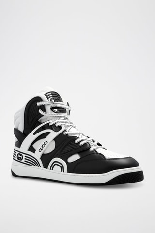 Sneakers montantes en cuir - Blanc et noir - Gucci