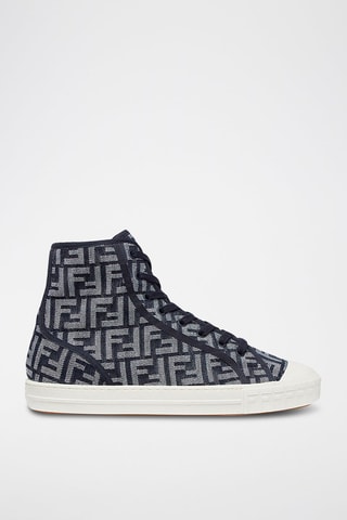 Sneakers montantes en cuir Domino - Bleu marine - Fendi