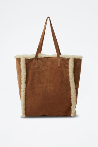 Tote bag de couro - Castanho e bege