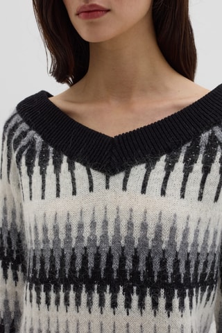 Camisola de lã - Branco e preto