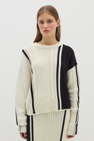 Camisola de lã - Branco e preto