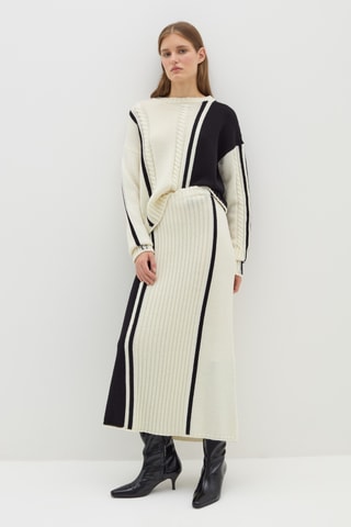 Camisola de lã - Branco e preto