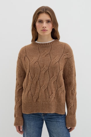 Camisola em lã e alpaca - Castanho