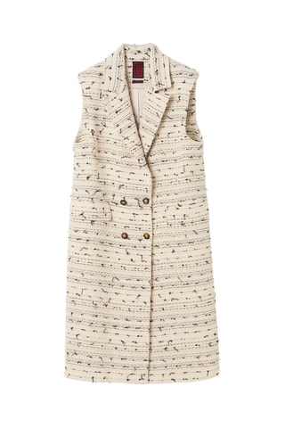 Colete comprido - Bege e preto