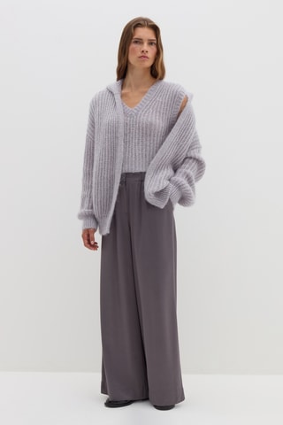 Casaco de malha com capuz - Cinzento lavanda