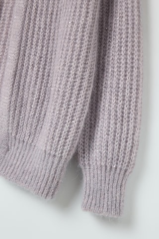 Casaco de malha com capuz - Cinzento lavanda