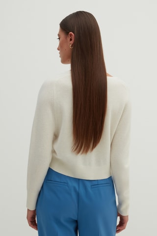 Casaco de malha em caxemira - Cru