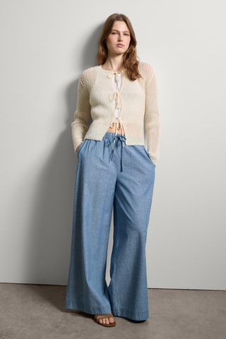 Calças wide legs - Azul-claro