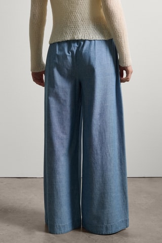 Calças wide legs - Azul-claro