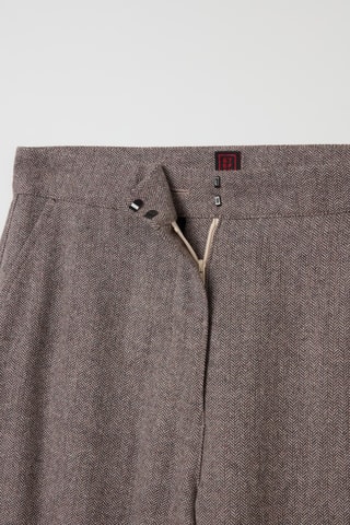 Calças direitas em lã - Castanho