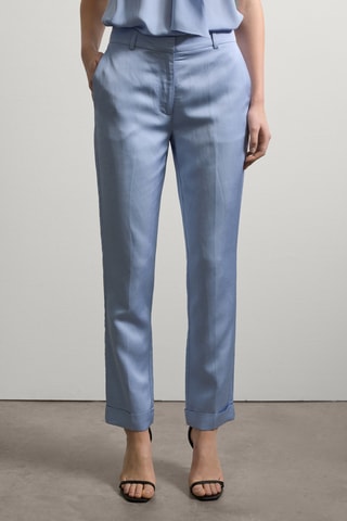 Calças em seda e canhâmo - Azul-claro