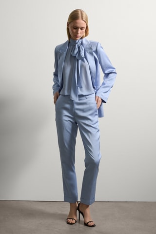 Calças em seda e canhâmo - Azul-claro