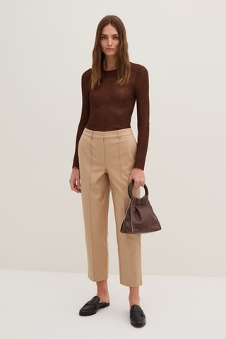 Calças corte cenoura 7/8 - Bege