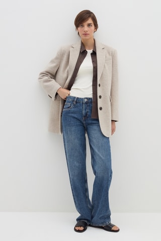 Sobretudo de lã - Bege ­mesclado