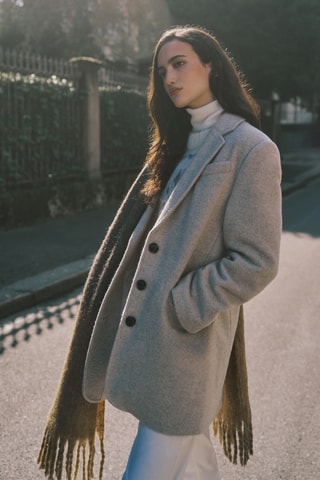 Sobretudo de lã - Bege ­mesclado