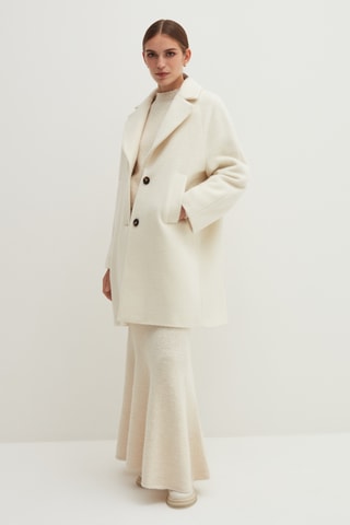 Sobretudo em lã e alpaca - Bege