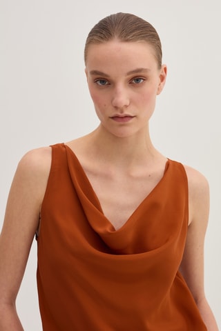 Top em seda - Vermelho-tijolo