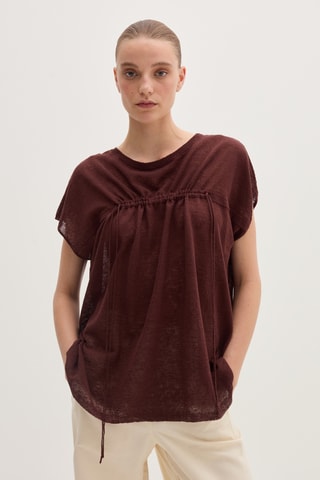 Top em linho - Castanho