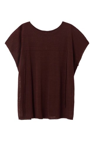Top em linho - Castanho