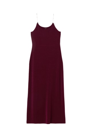 Vestido comprido - Castanho mesclado e bordô